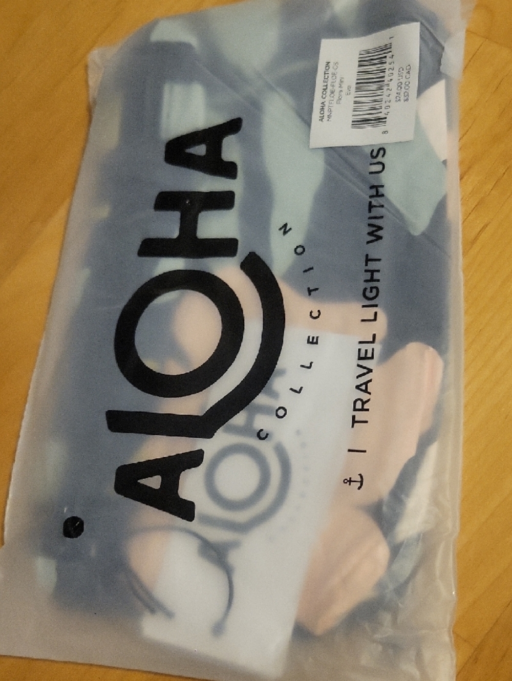 ALOHA Collection Mini Flora Eve Pouch - Light Blue & White - Picture 3 of 5